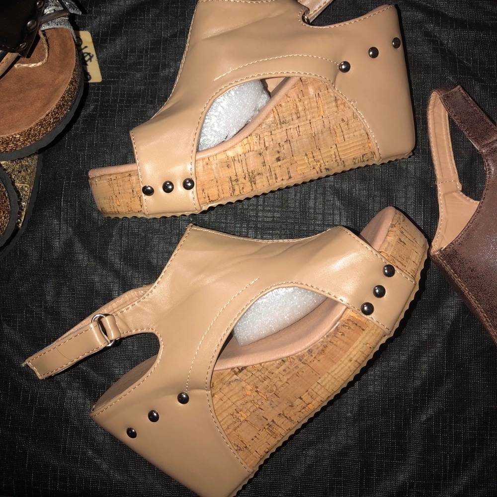 Ladies Sandal brand new cork wedge with studs
